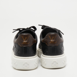 Louis Vuitton Black Monogram Embossed Leather Time Out Sneakers Size 36.5