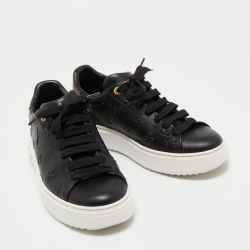 Louis Vuitton Black Monogram Embossed Leather Time Out Sneakers Size 36.5