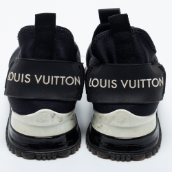 Pre Owned Louis Vuitton Black Fabric and  Leather Slip On  Sneakers Size 36