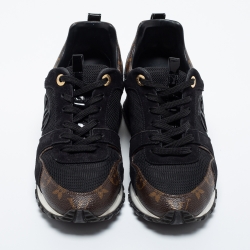 Louis Vuitton Brown/Black Monogram  Leather and Mesh Run Away  Sneakers Size 37