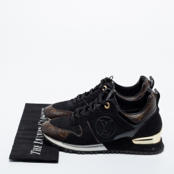 Louis Vuitton Brown/Black Monogram  Leather and Mesh Run Away  Sneakers Size 37