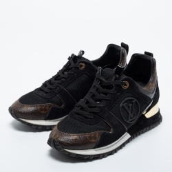 Louis Vuitton Brown/Black Monogram  Leather and Mesh Run Away  Sneakers Size 37