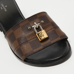 Louis Vuitton Brown Damier Ebene Canvas Lock It Slide Sandals Size 38