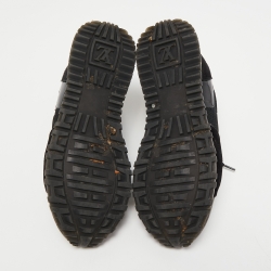 Louis Vuitton Brown/Black Monogram Suede and Canvas Run Away Sneakers Size 38