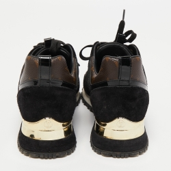 Louis Vuitton Brown/Black Monogram Suede and Canvas Run Away Sneakers Size 38