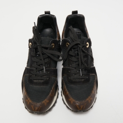 Louis Vuitton Brown/Black Monogram Suede and Canvas Run Away Sneakers Size 38
