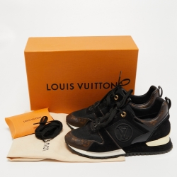 Louis Vuitton Brown/Black Monogram Suede and Canvas Run Away Sneakers Size 38