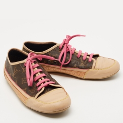 Louis Vuitton Brown Monogram Canvas and Leather Capucines Sneakers Size 39