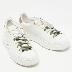 Louis Vuitton White/Green Leather Time Out Sneakers Size 37