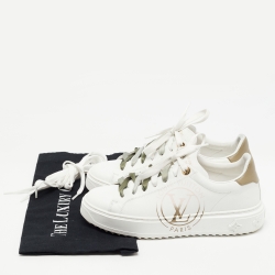 Louis Vuitton White/Green Leather Time Out Sneakers Size 37