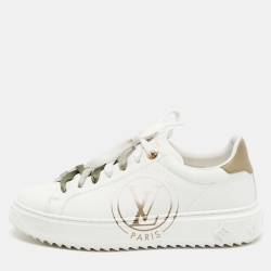 LV Louis Vuitton Time Out Monogram Beige Green White Sneakers Trainers Size  8 42