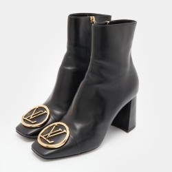 Louis Vuitton Black Leather Madeleine Ankle Length Boots Size 38.5 Louis  Vuitton
