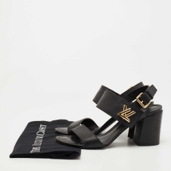 مملوكة مسبقًا Louis Vuitton Black Leather Horizon Ankle Strap Sandals Size 39.5