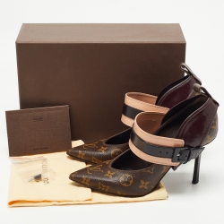 Louis Vuitton Brown Monogram Canvas and Leather Pointed Toe Pumps Size 38