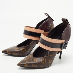 Louis Vuitton Brown Monogram Canvas and Leather Pointed Toe Pumps Size 38