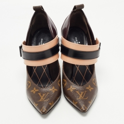Louis Vuitton Brown Monogram Canvas and Leather Pointed Toe Pumps Size 38