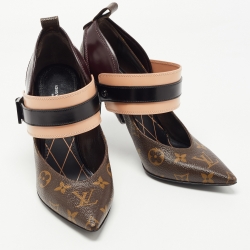 Louis Vuitton Brown Monogram Canvas and Leather Pointed Toe Pumps Size 38