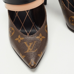 Louis Vuitton Brown Monogram Canvas and Leather Pointed Toe Pumps Size 38