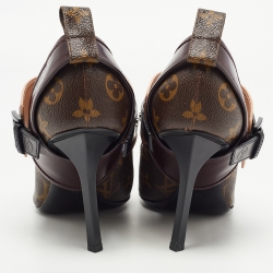 Louis Vuitton Brown Monogram Canvas and Leather Pointed Toe Pumps Size 38