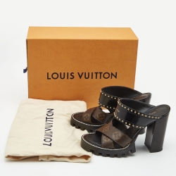 Louis Vuitton Black/Brown Monogram Canvas And Patent Star Trail Sandals Size 36