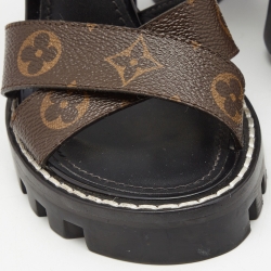 Louis Vuitton Black/Brown Monogram Canvas And Patent Star Trail Sandals Size 36