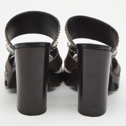 Louis Vuitton Black/Brown Monogram Canvas And Patent Star Trail Sandals Size 36