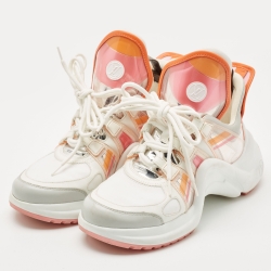 Louis Vuitton White Nylon and Leather Archlight Sneakers Size 38
