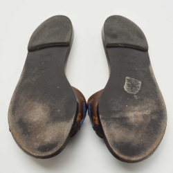 Pre Owned Louis Vuitton Brown Canvas Love Logo Slide Flats Size 39.5