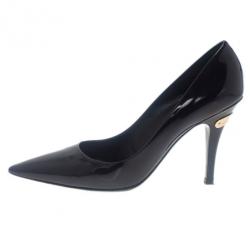Pre Owned Louis Vuitton Black Patent Pointed Toe Pumps Size 36.5