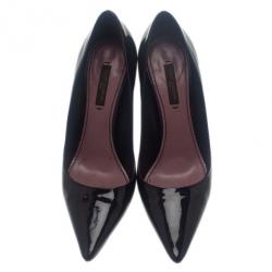 Pre Owned Louis Vuitton Black Patent Pointed Toe Pumps Size 36.5