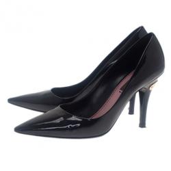 Pre Owned Louis Vuitton Black Patent Pointed Toe Pumps Size 36.5