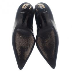 Pre Owned Louis Vuitton Black Patent Pointed Toe Pumps Size 36.5