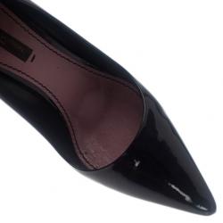 Pre Owned Louis Vuitton Black Patent Pointed Toe Pumps Size 36.5