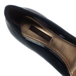 Pre Owned Louis Vuitton Green Monogram Vernis No Doubt! Peep Toe Pumps Size 36.5