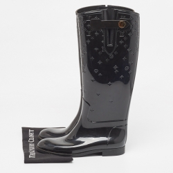 مملوكة مسبقًا Louis Vuitton Black Monogram Rubber Rain Boots Size 39