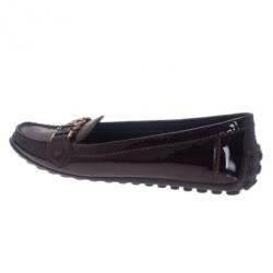Pre Owned Louis Vuitton Brown Patent Leather Oxford Loafers Size 37.5