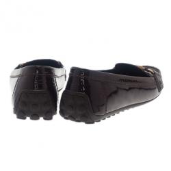 Pre Owned Louis Vuitton Brown Patent Leather Oxford Loafers Size 37.5