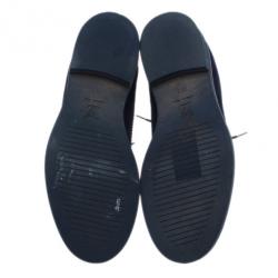 Pre Owned Louis Vuitton Blue Suede Lace Up Brogue Oxfords Size 37.5