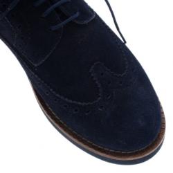 Pre Owned Louis Vuitton Blue Suede Lace Up Brogue Oxfords Size 37.5