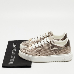 Pre Owned Louis Vuitton Brown/Beige Snakeskin Time Out Sneakers Size 38
