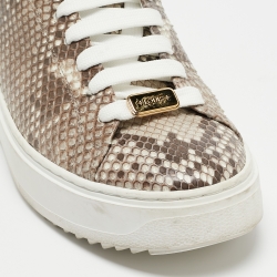 Pre Owned Louis Vuitton Brown/Beige Snakeskin Time Out Sneakers Size 38