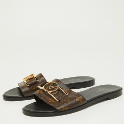 Louis Vuitton Brown Monogram Canvas Flat  Sandals Size 38