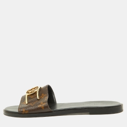 Louis Vuitton Brown Monogram Canvas Flat  Sandals Size 38