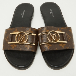 Louis Vuitton Brown Monogram Canvas Flat  Sandals Size 38