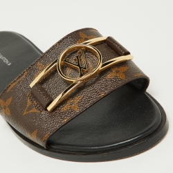 Louis Vuitton Brown Monogram Canvas Flat  Sandals Size 38