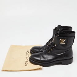 Pre Owned Louis Vuitton Black Leather Ranger Boots Size 38
