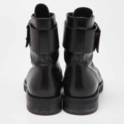 Pre Owned Louis Vuitton Black Leather Ranger Boots Size 38
