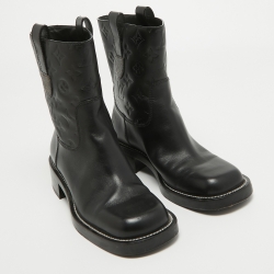 مملوكة مسبقًا Louis Vuitton Black Leather Ankle Boots Size 37.5
