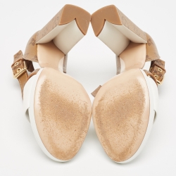 Louis Vuitton White/Brown Monogram Canvas and Leather Matchmake Sandals Size 38