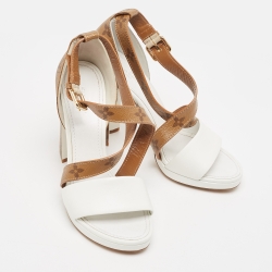 Louis Vuitton White/Brown Monogram Canvas and Leather Matchmake Sandals Size 38